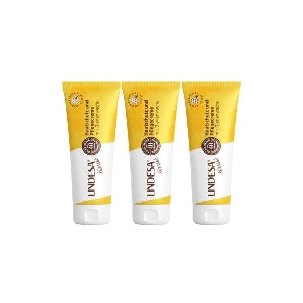 Lindesa Lot de 3 tubes de crème de soin pour les mains à la cire dabeille - 60 ml