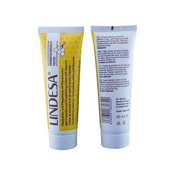 Lindesa Lot de 3 tubes de crème de soin pour les mains à la cire dabeille - 60 ml