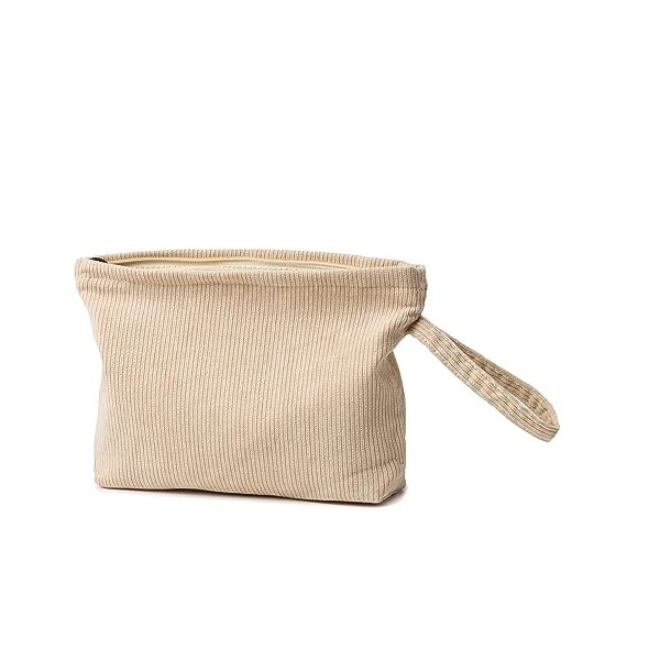 Jiliyote Trousse de maquillage en velours côtelé - Pour femme - Petite trousse de maquillage avec sourire - Sac cosmétique de