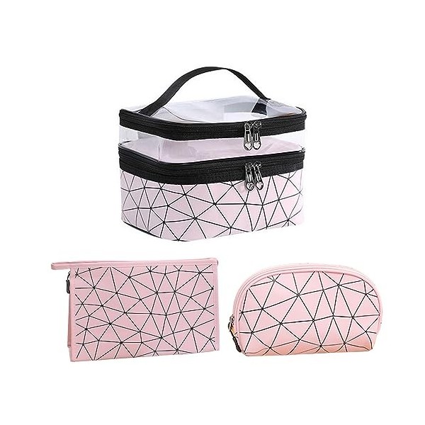 Trousse de maquillage double couche transparente étanche