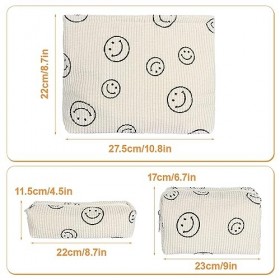 Fivtsme Trousse de Maquillage,3 Pièces Velours Côtelé Trousse de Toilette Voyage Pochette,Multifonctionnelle Portables Trouss