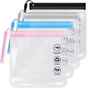 Trousses de toilette de voyage transparentes, Noir, gris, rose et bleu, Décontracté