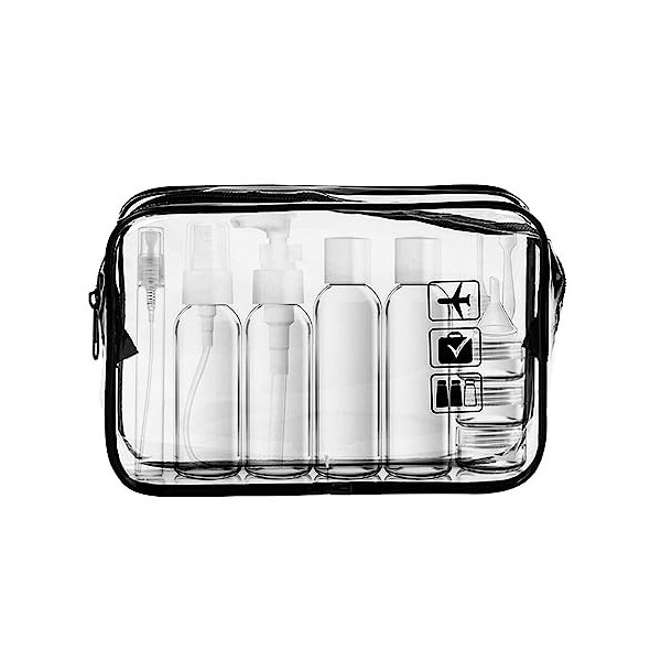 Trousse de toilette de voyage avec sac liquide de sécurité à laéroport, Noir B : 2 pièces, Voyages