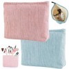 2 Pièces Trousse de Maquillage en Velours Côtelé, Trousse Maquillage Voyage avec Fermeture à Glissière Rose, Convient pour Vo