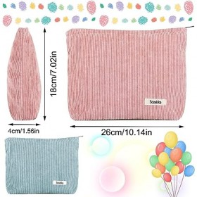 2 Pièces Trousse de Maquillage en Velours Côtelé, Trousse Maquillage Voyage avec Fermeture à Glissière Rose, Convient pour Vo