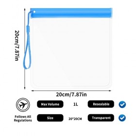 Firtink Lot de 6 trousses de toilette de voyage transparentes,20x20 cm,Sacs de sécurité pour liquides daéroport,Sacs de maqu