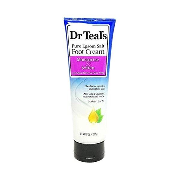 Dr. Teals Pure Epsom Salt Foot Cream, Moisturize & Soften, 8 oz Per Tube by Dr. Teals