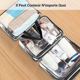 3 Pièces Trousse de Toilette Transparente, PVC Étanche Trousse de Maquillage de Voyage, Sac de Rangment pour Voyage Avion Tra