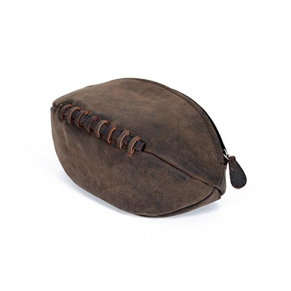 Trousse de toilette en cuir véritable avec doublure imperméable pour ballon de rugby, chocolat Marron - 722.16.003.05