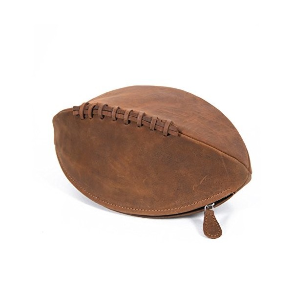 Trousse de toilette en cuir véritable avec doublure imperméable pour ballon de rugby, chocolat Marron - 722.16.003.05