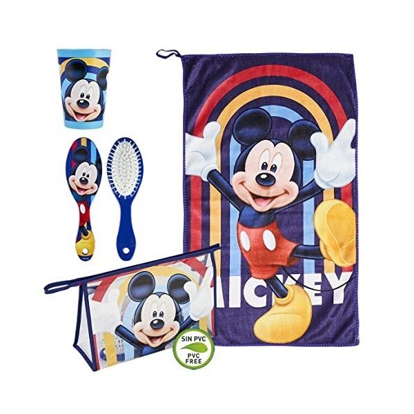 CERDÁ LIFES LITTLE MOMENTS, Trousse Toilette Enfants Transparente Mickey Mouse Composé [ Verre en Plastique + Brosse à Cheve