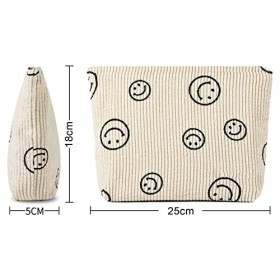 TSHAOUN Trousse de Toilette Voyage, Trousse de Maquillage en Velours côtelé avec Impression Souriante, Rangement imprimée à M