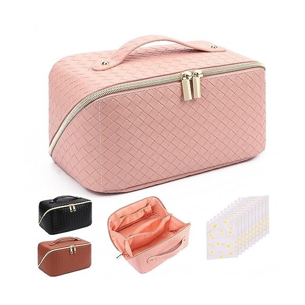 Yokilly Trousse de Toilette Femme,Grande Capacité Trousse Maquillage,PU Trousse de Toilette Voyage,Portable Étanches Trousse 