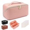 Yokilly Trousse de Toilette Femme,Grande Capacité Trousse Maquillage,PU Trousse de Toilette Voyage,Portable Étanches Trousse 