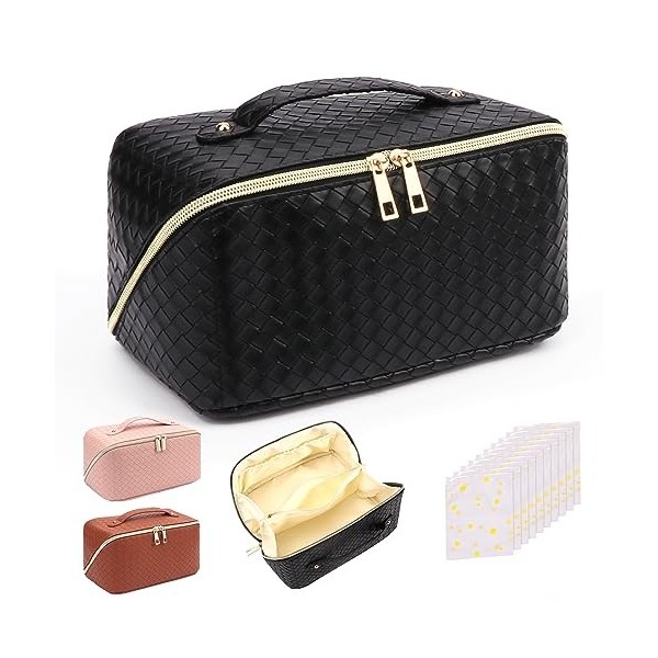 Yokilly Trousse de Toilette Femme,Grande Capacité Trousse Maquillage,PU Trousse de Toilette Voyage,Portable Étanches Trousse 