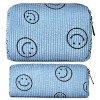 Aucuu Trousse de Toilette Voyage, Trousses de Maquillage en Toile, Trousse de Maquillage en Velours Côtelé de Motifs Smile, S