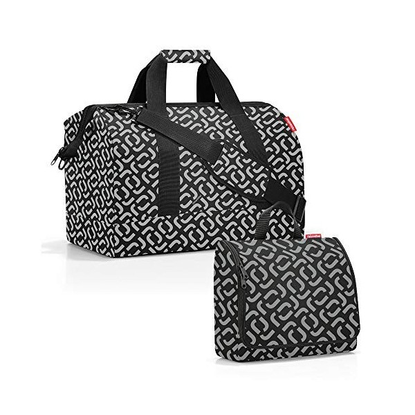 reisenthel Set sac de voyage Allrounder taille L avec trousse de toilette toiletbag taille XL - Noir - Signature Black., 30 l