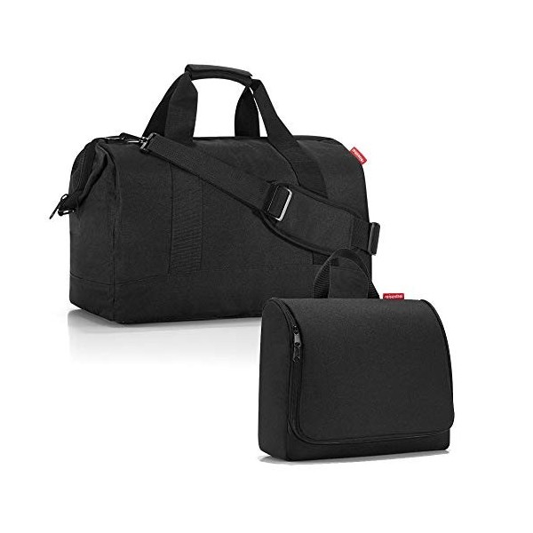 reisenthel Set sac de voyage Allrounder taille L avec trousse de toilette toiletbag taille XL - Noir - Signature Black., 30 l