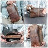 Corno doro CD581 Grande Trousse de Toilette Voyage 24x14x11cm, Trousse de Maquillage Cuir Marron, Sac de Toilette Homme et F