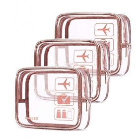 UTOTEBAG Trousse de Toilette Transparente, Kit de Voyage pour lAvion Set de Voyage dans Bagages à Main Sac Cosmétiques TSA S