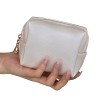 FSSTUD Petite trousse de maquillage portable en cuir synthétique - Étanche - Fermeture éclair - Pour femme et fille - Beige