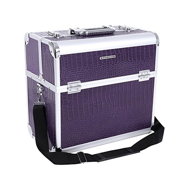 SONGMICS Grand Beauty Case Malette Coffrets boîte à Maquillage 36,5 x 22 x 35 cm Violet JBC229