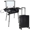 EBANKU Rolling Maquillage Valise, 24 Pouces Aluminium Coffre À Maquillage Professionnel avec Miroir Éclairé et Bluetooth Vali