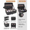 Relavel Trousse de maquillage extra large en cuir - Avec séparateurs réglables - Fixation sur chariot, Noir , Mallette de maq