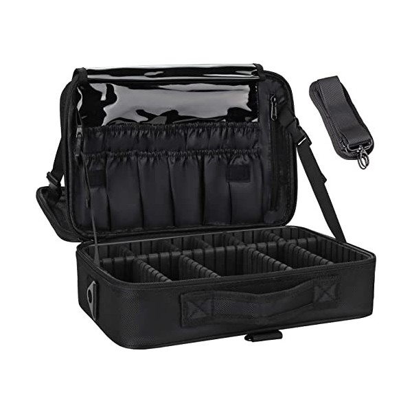 Relavel Sac de maquillage extra large - Sac de voyage - Sac de voyage professionnel - Sac de rangement pour ongles - Organise