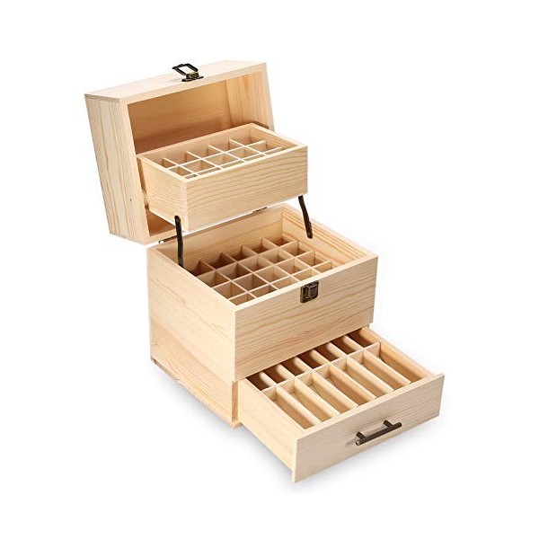 Organisateur de boîte de stockage dhuiles essentielles - Aromathérapie en bois de récipient de caisse dhuile essentielle de
