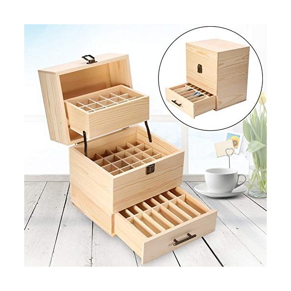 Organisateur de boîte de stockage dhuiles essentielles - Aromathérapie en bois de récipient de caisse dhuile essentielle de