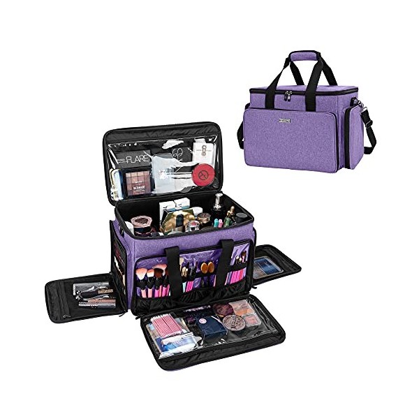 BAFASO Grand Trousse de Maquillage, Sac à Cosmétiques avec Diviseurs Réglables, Trousse pour Maquillage Voyage, Noir