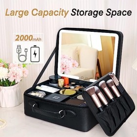 Fascinate Trousse de Maquillage avec Miroir éclairé 3 Couleurs - Organiseur de Voyage avec séparateurs réglables - Rangement 