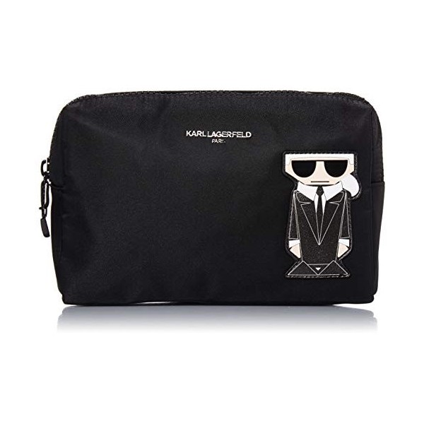 Karl Lagerfeld Paris Trousse de Maquillage pour Femme, Noir/argenté., Taille Unique, Trousse de Maquillage