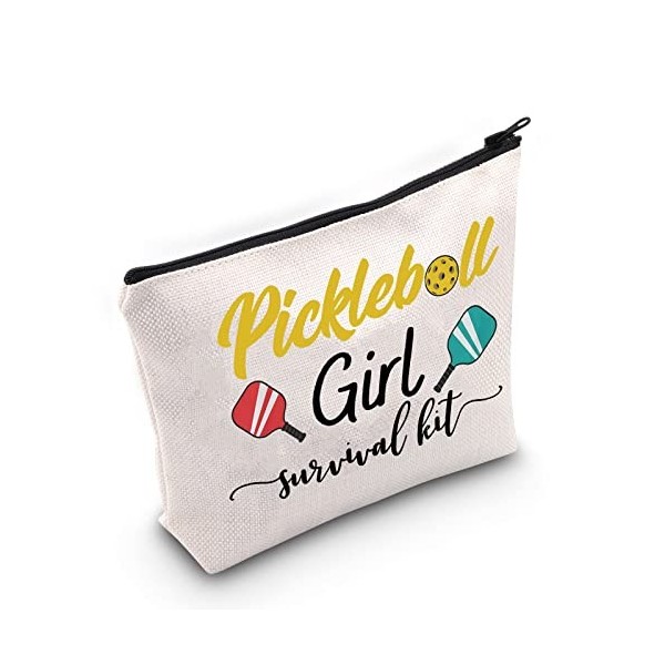 WZMPA Pickleball Trousse de maquillage pour fille avec fermeture éclair, Pickleball Girl