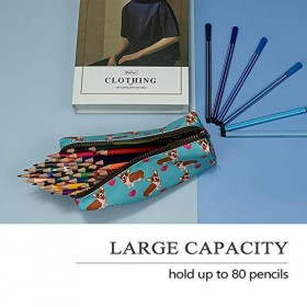 LParkin Trousse à crayons pour étudiants Grande capacité et motif de chiens Trousse à crayons ou de maquillage Bleu
