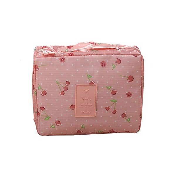 LKMY - Trousse de maquillage portable avec impression florale, imperméable, multi-poches, pour femmes et filles, idéale pour 