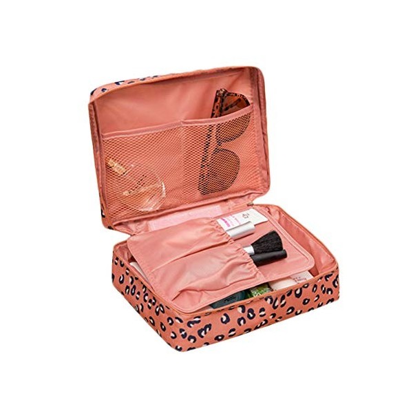 LKMY - Trousse de maquillage portable avec impression florale, imperméable, multi-poches, pour femmes et filles, idéale pour 