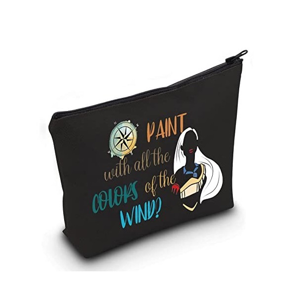 LEVLO Trousse de maquillage à fermeture éclair Forest Princess pour les fans de Poca Hontas - Cadeau de peinture avec toutes 