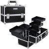 Mallette à Maquillage Valise Maquillage Coffret Rangement avec Doubles Serrures Maquillage Aluminium Boîte de Cosmétique Orga