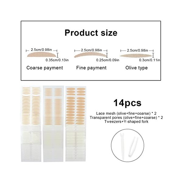 480 Pièces Autocollant Double Paupiere avec 2 Pièces Tiges de Fourche et pincettes Ruban Autocollant Instant Lifting Sans Chi