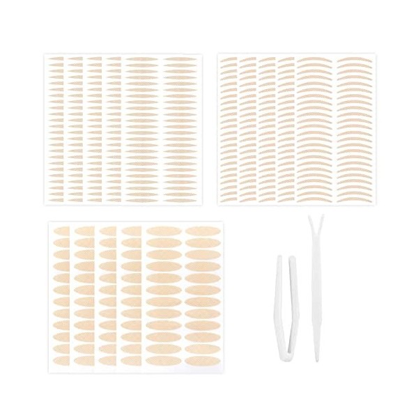 Momeski Set of 500 Invisible Eyelid Tapes with Forked Rod Tweezer - Double Eyelid Tape, Eyelid Lift Strips, Droopy Eyelid Tap