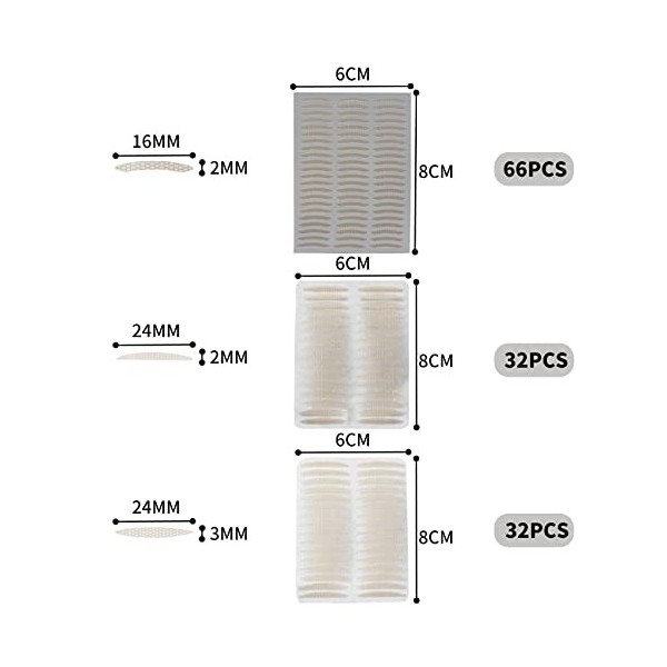 XIXKOLYU Lot de 130 bandes pour paupières à glisser, bandes de paupière invisibles, soulèvement instantané de la paupière pou