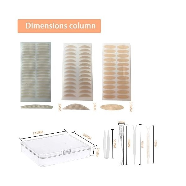 Lot de 968 bandes adhésives invisibles pour paupière 3 styles