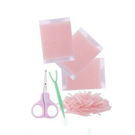 Lot de 208 bandes adhésives double face invisibles naturelles pour paupières lourdes et affaissées avec boîte ciseaux et four