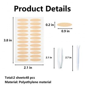 Lot de 48 paires de bandes adhésives double face invisibles pour les yeux à capuche - Fibre naturelle - Pour les yeux élargis