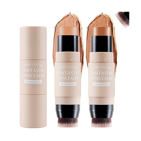 Erinde 2PCS Bâton de contour et de fond de teint avec pinceau, Stylo Highlighter Bronzer, Crayon de nuances pour éclaircir le