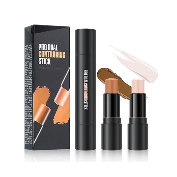 Contouring Stick Probuk Lvoire + Curry Foncé Highlighter Stick,Stick Highlight & Contour - Long Longue DDurée et étanche Cont