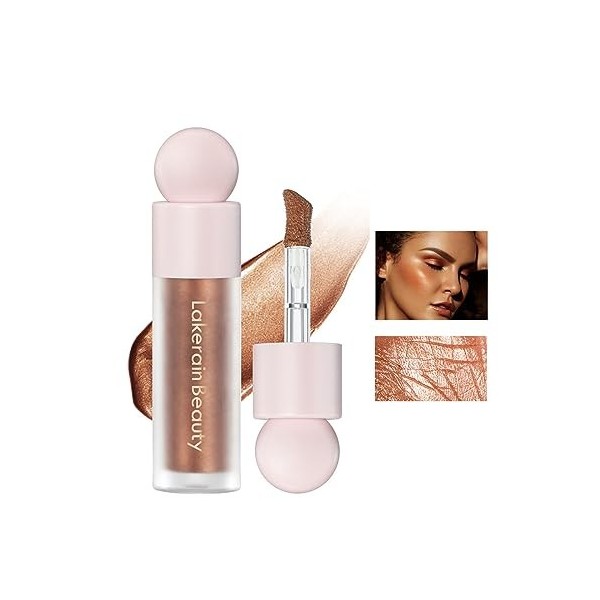 Rechoo Make-up Liquid Highlighter, Naturel Face Illuminateur Liquide Bronze Cream Stick avec Pinceau, Imperméable et Longue D