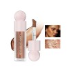 Rechoo Make-up Liquid Highlighter, Naturel Face Illuminateur Liquide Bronze Cream Stick avec Pinceau, Imperméable et Longue D